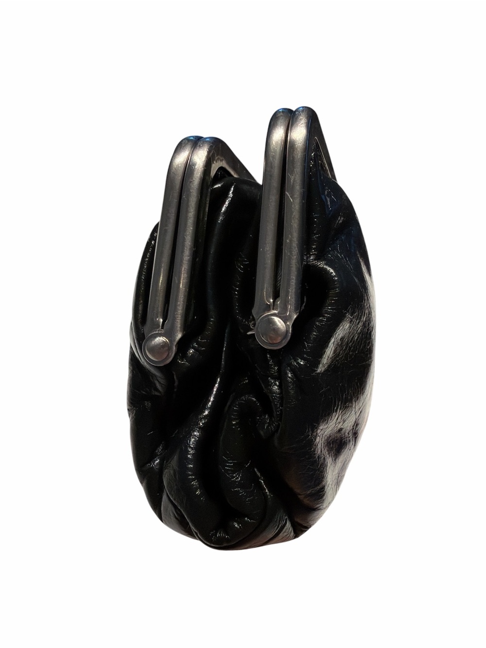 Hobo Classic Black Leather Kiss-Lock Clutch - Picture 4 of 9